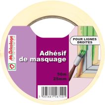 Adhésif masquage ligne droite beige 50mx25mm - MR BRICOLAGE