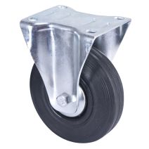 Roulette standard de manutention à platine fixe caoutchouc noir Ø125mm - Charge supportée 125 kg - CIME 