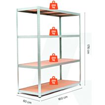 Étagère galva 4 tablettes strong-250