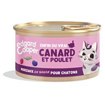 Morceaux de Canard et Poulet en sauce sans céréales pour Chatons - EDGARD & COOPER