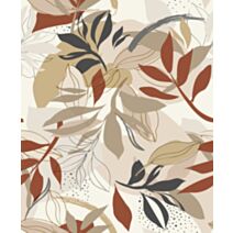 Papier peint vinyle sur intissé Feuille Aldea Rouge 0,53x10,05m