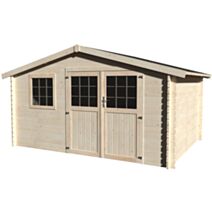 Abri de jardin bois brute Valery madriers de 34 mm 12.54m² - DECOR et JARDIN