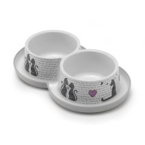 Double gamelle sérigraphiée chat "Cats in love" 2x350ml