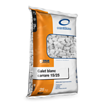 Galets roulés de marbre blanc de Carrare en 15/25