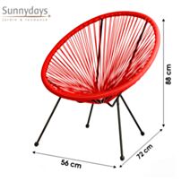 Fauteuil Cabana en résine 4 pieds Ø72 cm h83 cm rouge