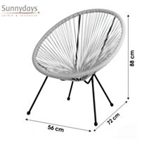 Fauteuil Cabana en résine 4 pieds Ø72 cm h83 cm gris clair