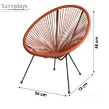 Fauteuil Cabana en résine 4 pieds Ø72 cm h83 cm terracotta