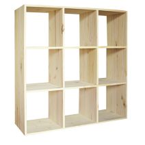 Rangement 9 cases Kubik 105 x 105 x 30 cm pin massif - SERVARY