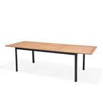 Table de jardin alu/eucalyptus Célina 180/240x100x74cm Noir