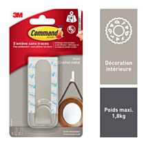 Crochet adhésif métal courbe grand modèle deco - 3M