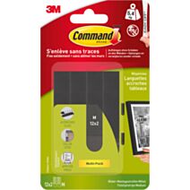 24 languettes fixation tableau MM noir - 3M COMMAND