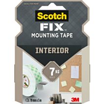 Ruban adhésif double face Intérieur Fix Mounting Tape Intérieur 19mmx3m blanc - SCOTCH