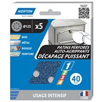 Patins excentriques Ø125mm grain 40 x5 - NORTON