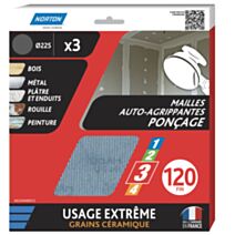 Patins mailles excentriques Ø225mm grain 120 x5 - NORTON