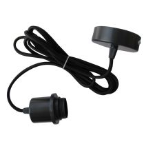monture métal noire et fil tissu noir douille e27 - TIBELEC