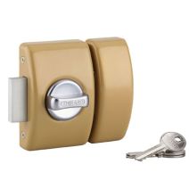 Verrou à bouton et cylindre 45mm bronze 3 clés