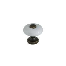 Bouton meuble Classique Vieux Fer Céramique Blanc ø31mm - B BEAUTY
