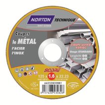 Disques de tronçonnage ultra fin Métal/Inox 125x1,6x22,2mm - NORTON