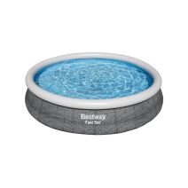 Piscine gonflable autoportante ronde Ø3,66x0,76m Fast Set motif rotin gris - BESTWAY