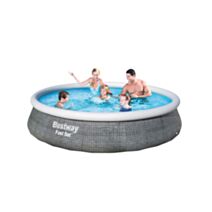 Piscine gonflable autoportante Ø3,96x0,84m décor rotin gris - BESTWAY