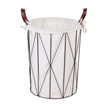 Panier à linge style Industriel 38x38x49cm noir/blanc