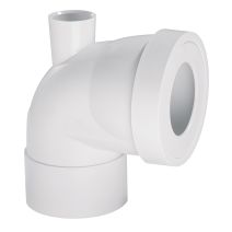Pipe WC courte coudée femelle avec piquage - WIRQUIN