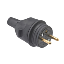 Fiche Mâle Étanche 2P+T 16A Sortie Droite Noir - DEBFLEX