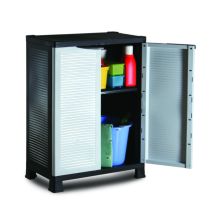 Armoire basse prestige 1 étagère noir/gris