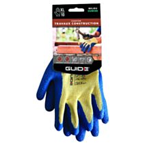 Gants de chantier latex coton taille 10 bleu jaune - GUIDE