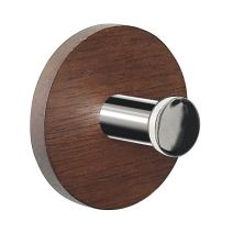 Crochet adhésif punt rond bois et métal walnut d5cm