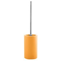 Brosse WC avec support en céramique jaune.