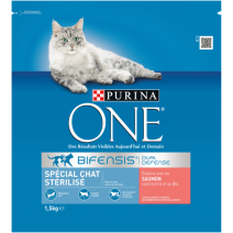 Croquettes PURINA ONE Chat Stérilisé au Saumon et au Blé 1,5KG pour chat adulte
