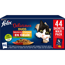 44 Sachets Délicieux Duos en Gelée Campagne Légumes chat 85g - FELIX