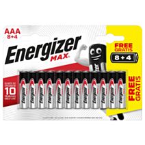 12 Piles alcalines AAA LR03 1,5V Max Energizer
