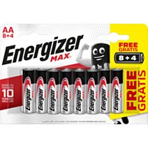 12 Piles alcalines AA LR6 1,5V Max Energizer