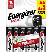 Lot de 4 piles alcalines Energizer Max + 2 gratuites