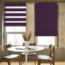 Store enrouleur Jour/Nuit sans percer ni visser 52x190cm prune - MADECO