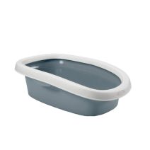 Bac à litière rebord chat L58 p39 h19cm bleu acier