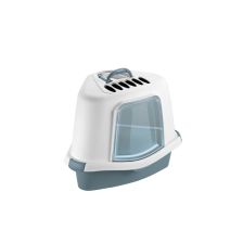 Maison de toilette d'angle pour chat avec pelle 54 x 40 x 40 cm bleu acier