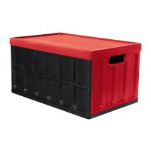 Bac de rangement pliant + couvercle 46L 54x36x28,5cm Noir et rouge