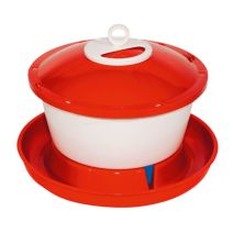 Abreuvoir volaille à suspendre rouge/blanc 6L