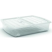 Boîte de Rangement Dessous de Lit Naturel 55 Litres avec Roulettes