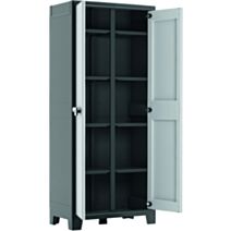 Armoire rangement résine Multispace Evoca H182xL80xP44 gris/noir - KIS