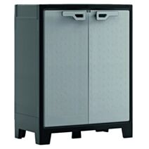 Armoire de rangement basse résine H100xL80xP44cm gris/noir - KIS