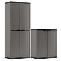 2 armoires de rangement Jolly H166/H85xL68xP39cm noir/gris - KIS