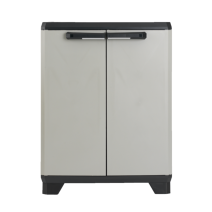 Armoire de rangement basse en résine Planet 90x69x39cm gris/noir
