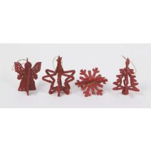 Sujet Noël 3D rouge paillette 11cm
