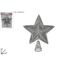 Cimier Sapin de Noël étoile 3D argent 20cm