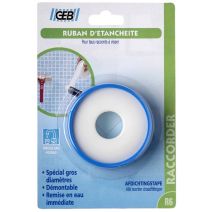 Ruban d'étanchéité PTFE gros diamètre 19 mm / blister - GEB
