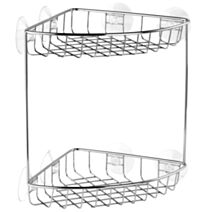 Étagère d'Angle 2 Niveaux à Ventouses Métal 19x19x26cm Argent - TATAY